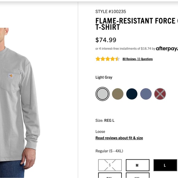 CARHARTT BRAND NEW FLAME RESISTANT FORCE LONG SLEEVE RELAXED FIT - Picture 2 of 3